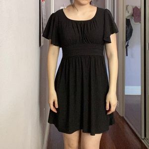 Black gathered waist dress